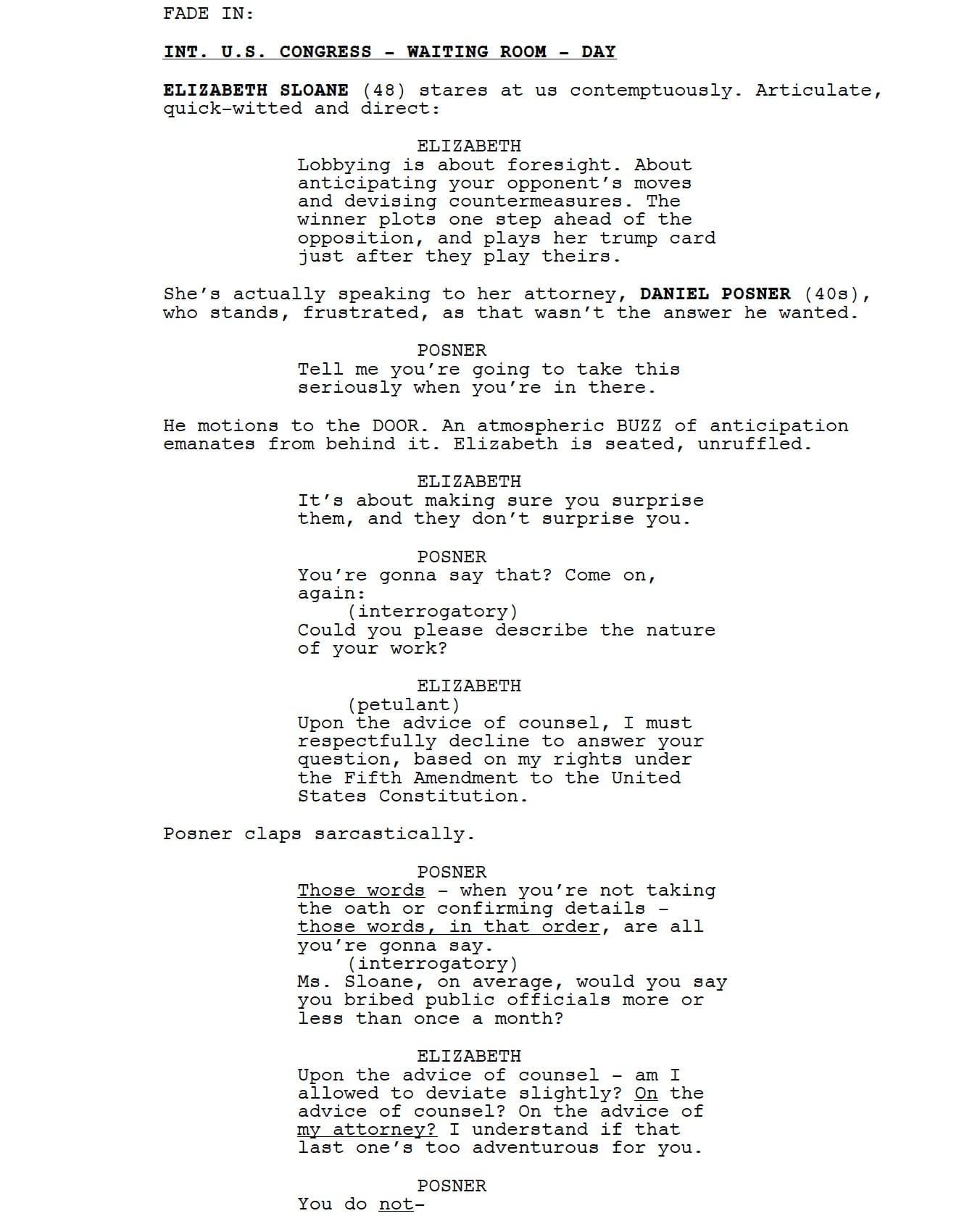 Page One: “Miss Sloane” (2016)