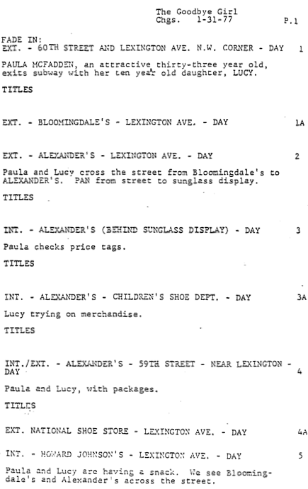 Page One: “The Goodbye Girl” (1977)
