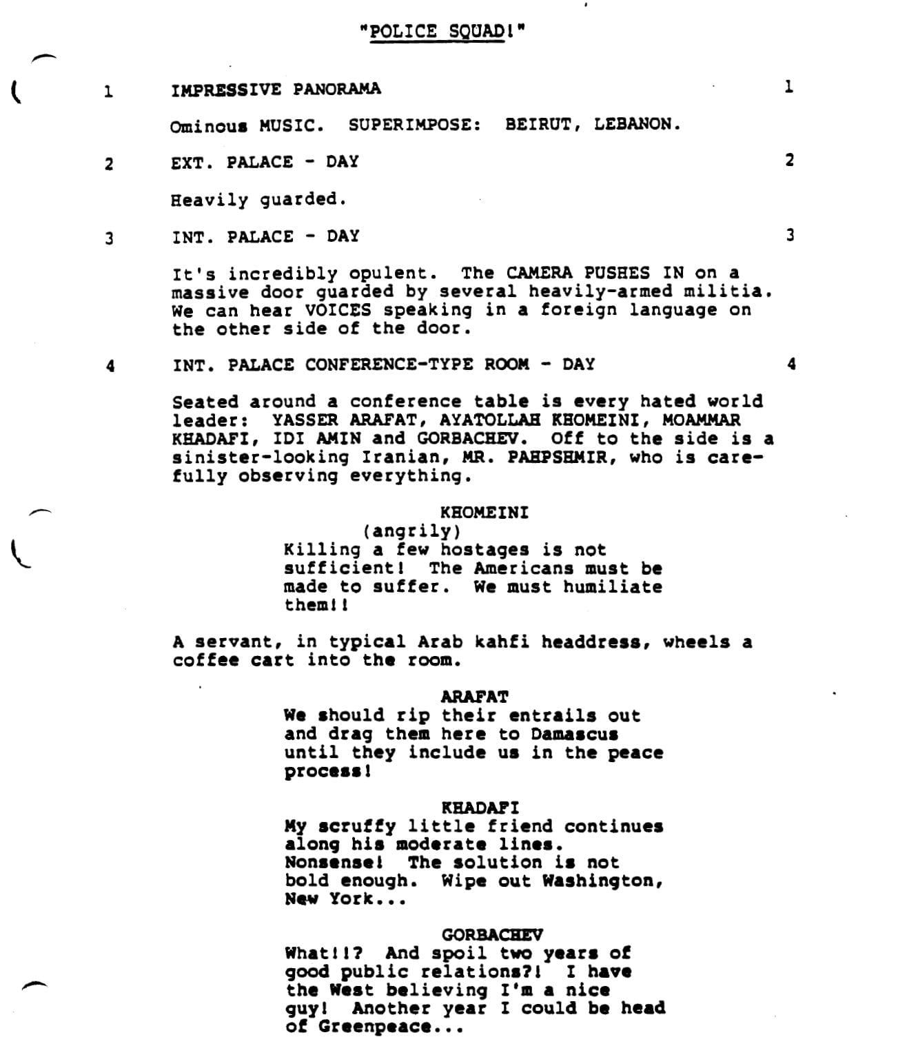 Page One: “The Naked Gun: From the Files of Police Squad!” (1988)