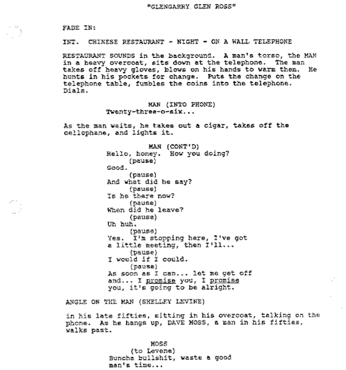 Page One: “Glengarry Glen Ross” (1992)