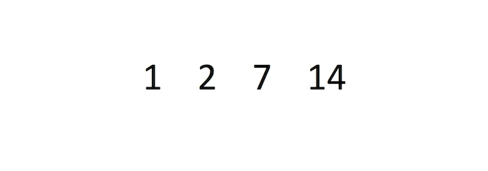 1, 2, 7, 14