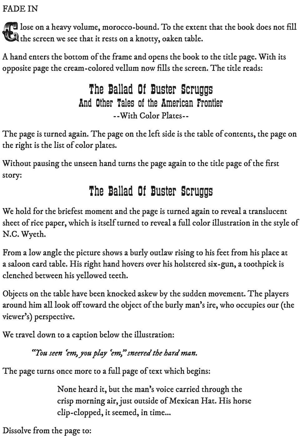 Page One: “The Ballad of Buster Scruggs” (2018)