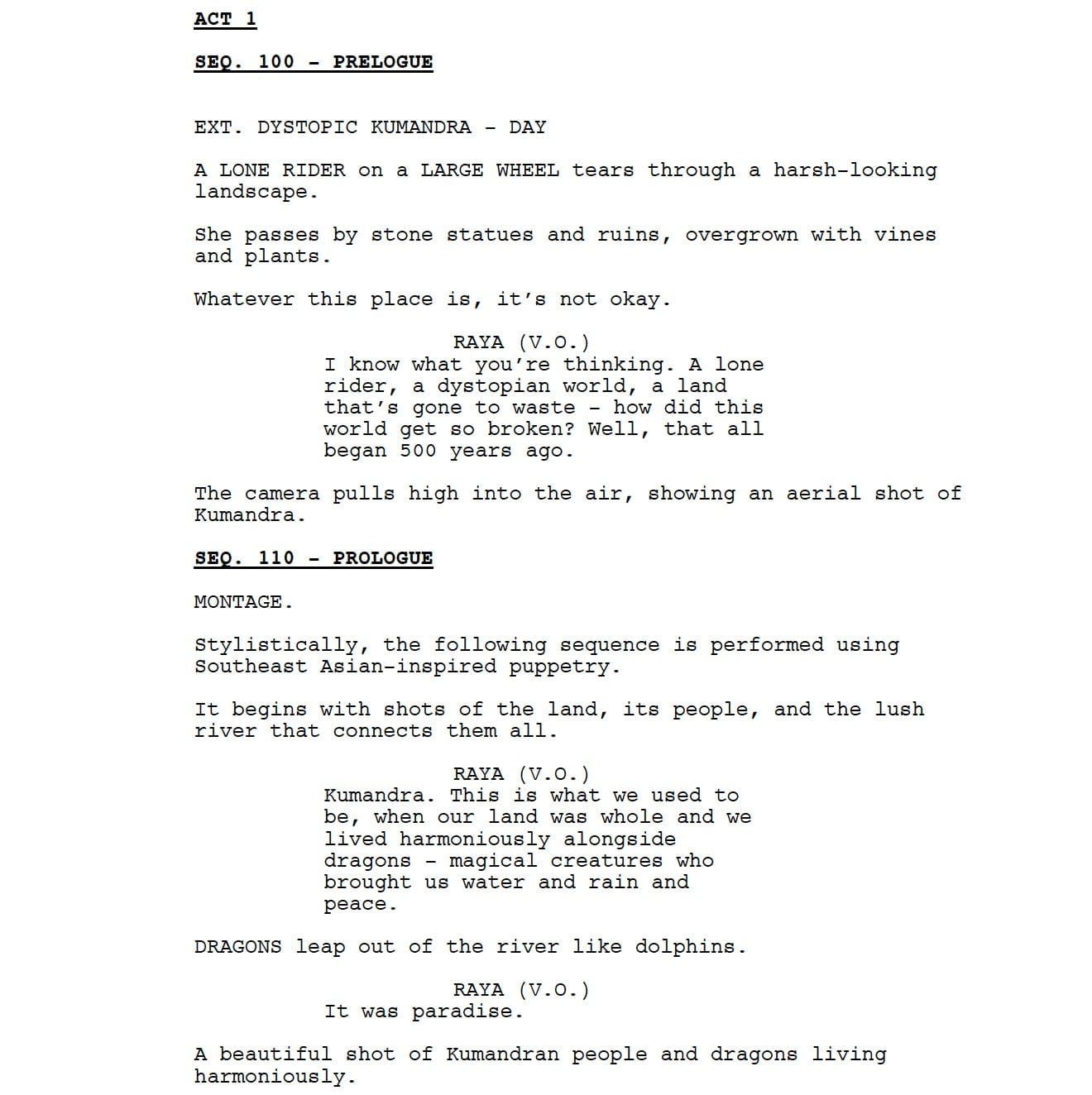 Page One: “Raya and the Last Dragon” (2021)