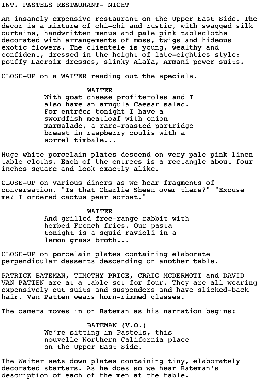 Page One: “American Psycho” (2000)