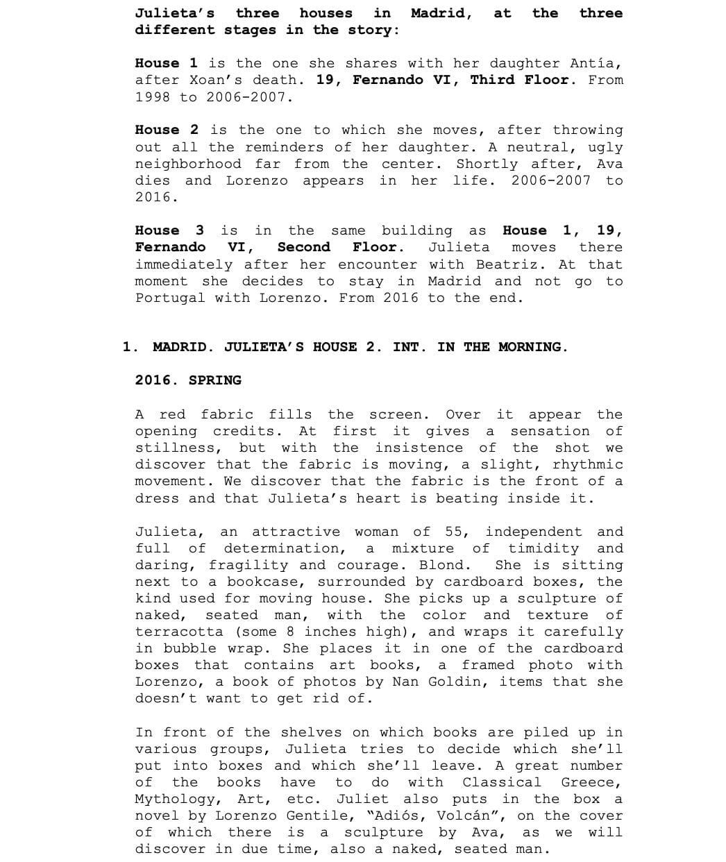 Page One: “Julieta” (2016)