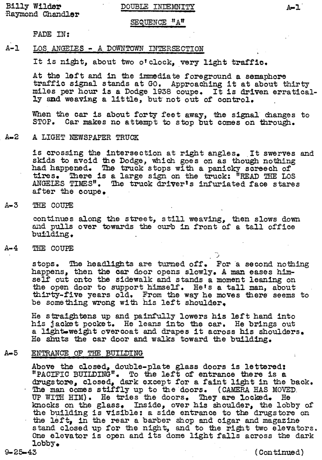 Page One: “Double Indemnity” (1944)