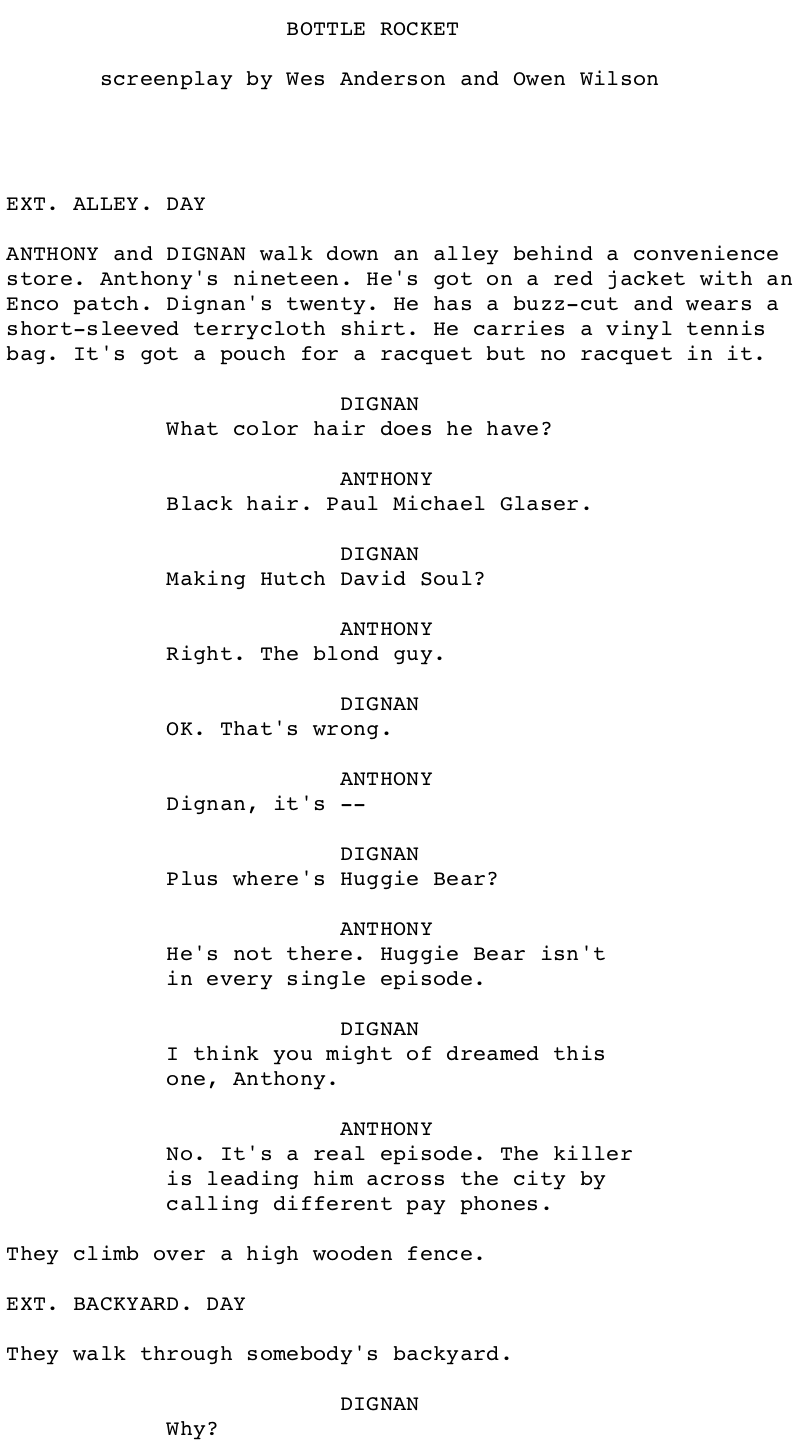 Page One: ‘Bottle Rocket’ (1996)