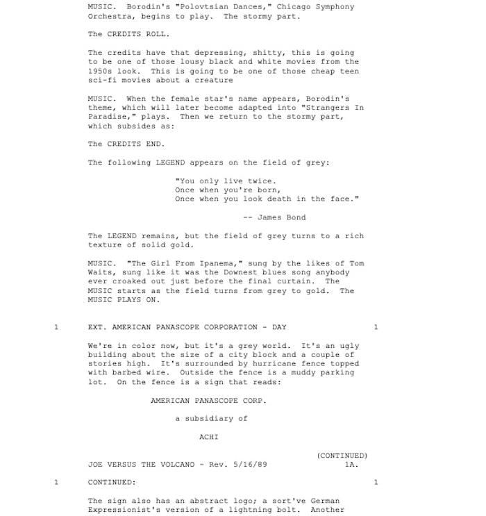Page One: “Joe Versus the Volcano” (1990)