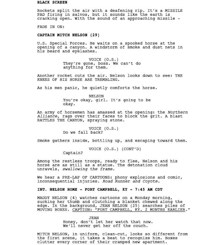 Page One: “12 Strong” (2018)