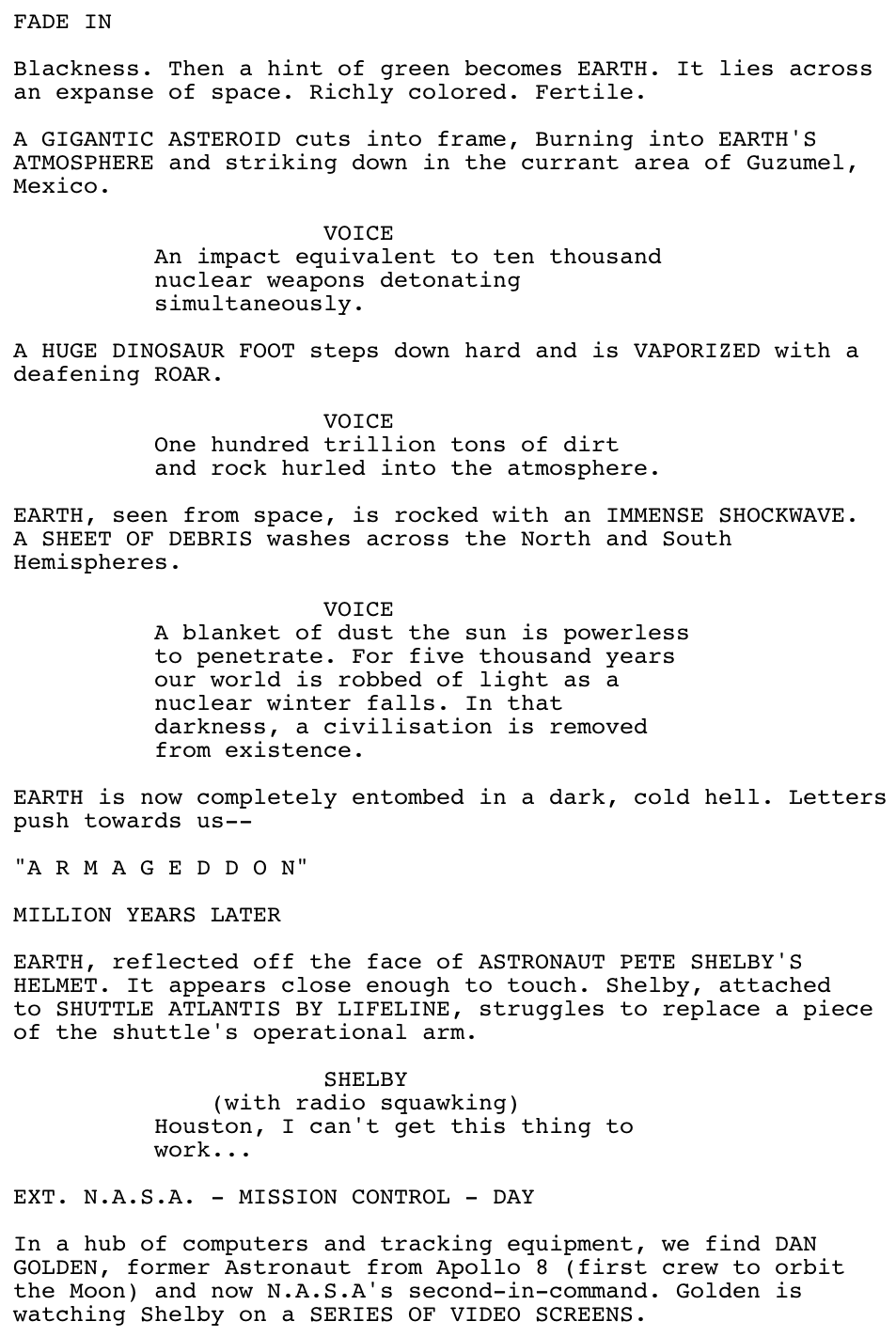 Page One: ‘Armageddon’ (1998)