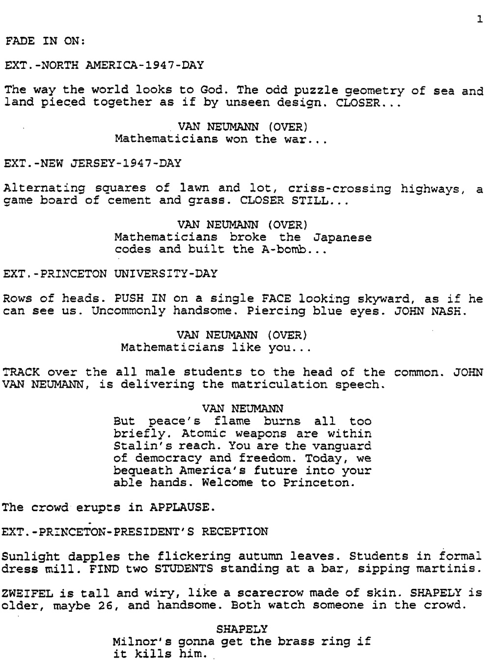 Page One: ‘A Beautiful Mind’ (2001)