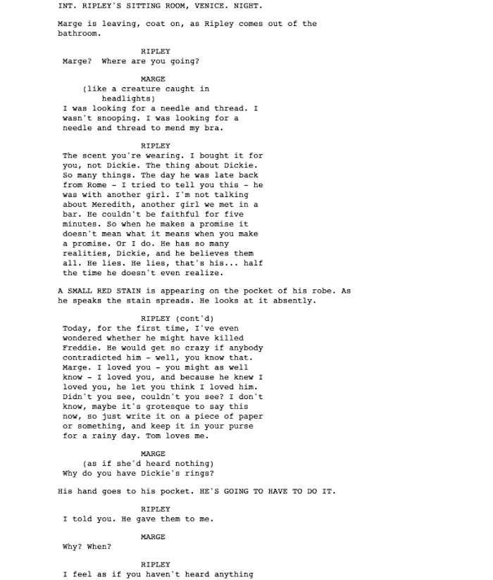 Script To Screen: “The Talented Mr. Ripley”