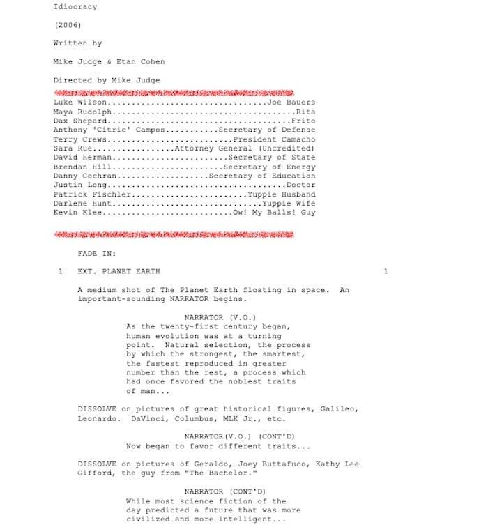 Page One: “Idiocracy” (2006)