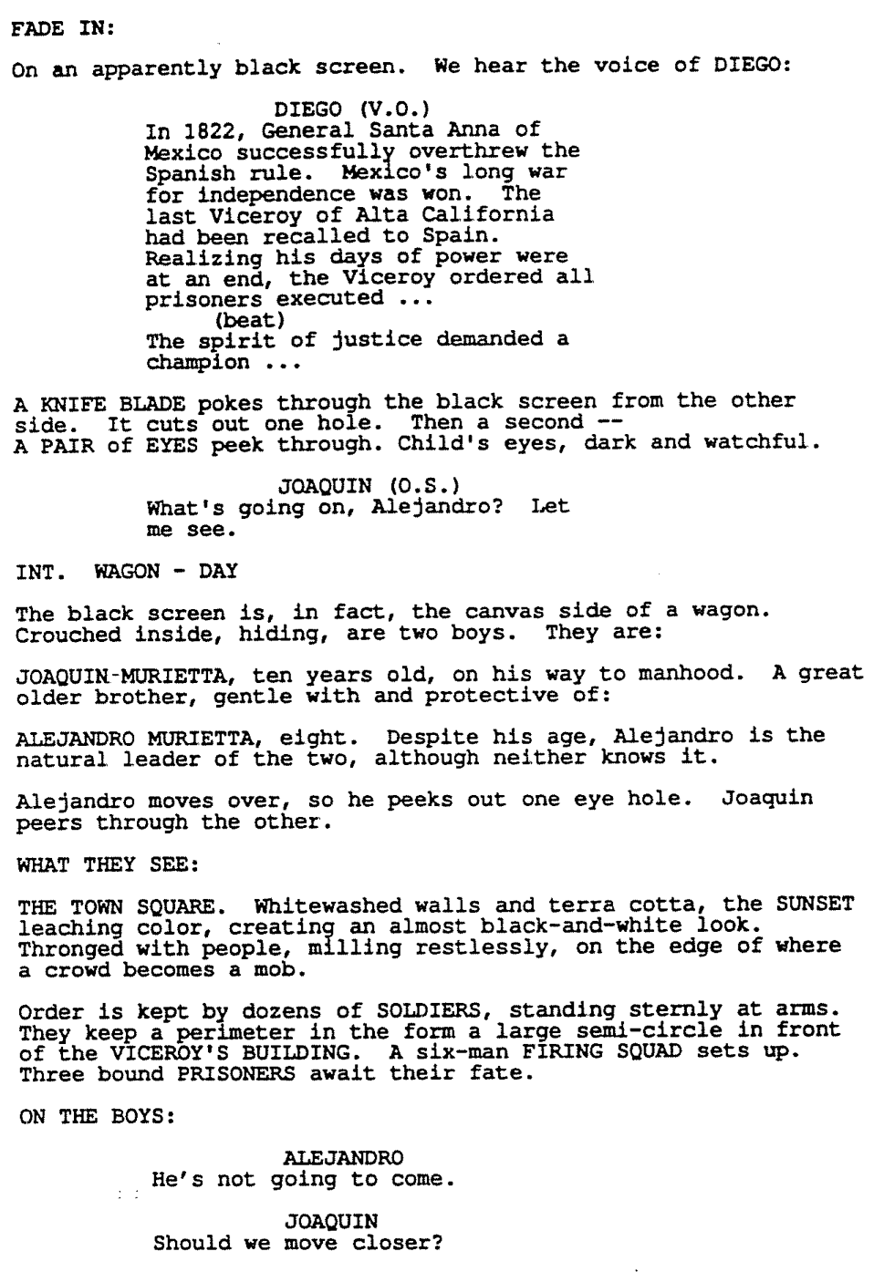 Page One: “The Mask of Zorro” (1998)