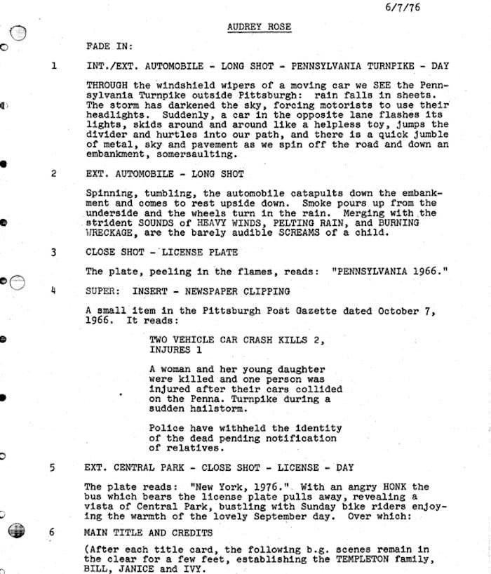 Page One: “Audrey Rose” (1977)