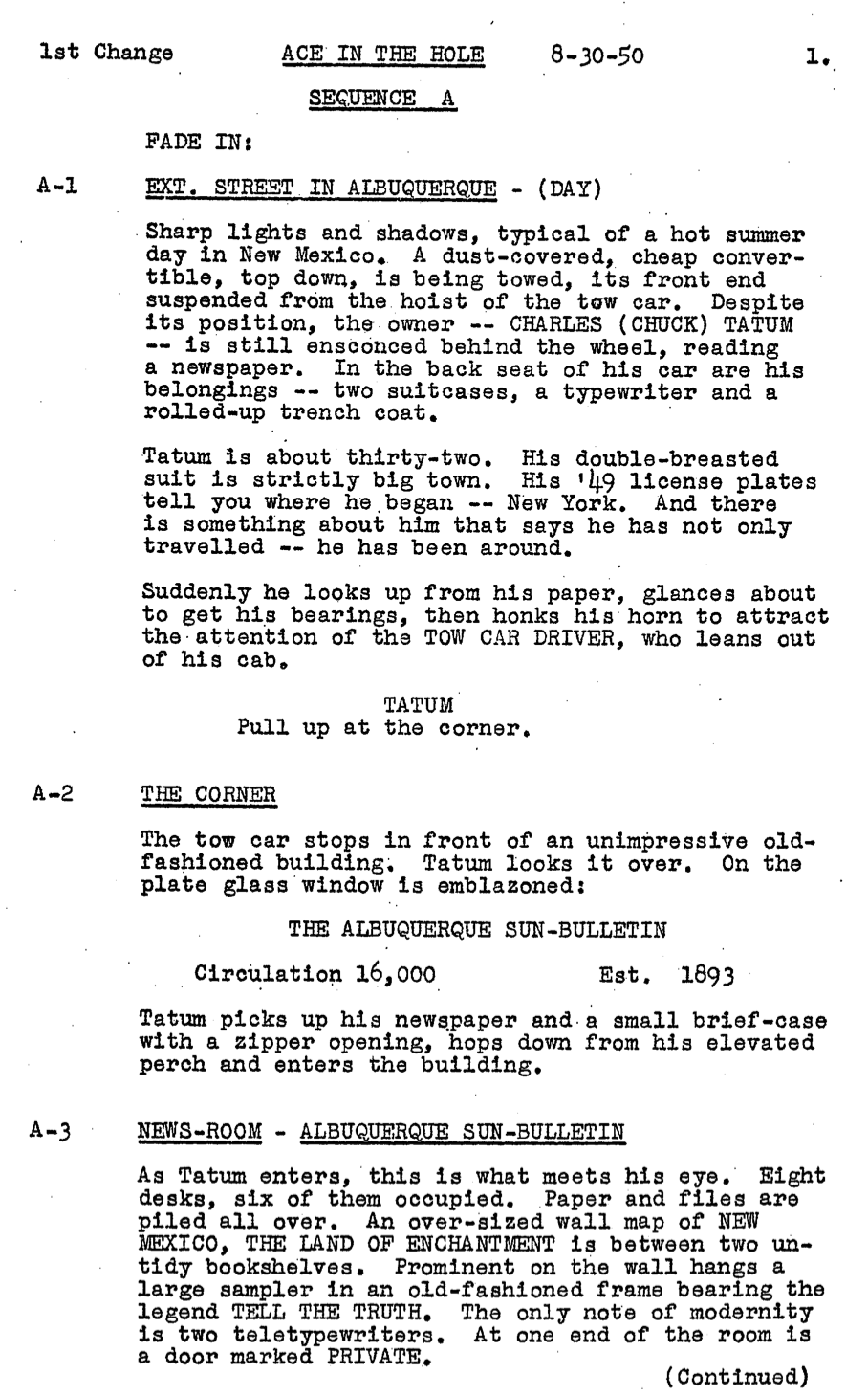 Page One: ‘Ace in the Hole’ (1951)