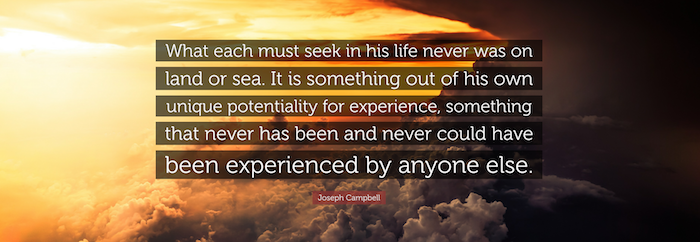 Joseph Campbell: “What each must seek in their life never was on land or sea”