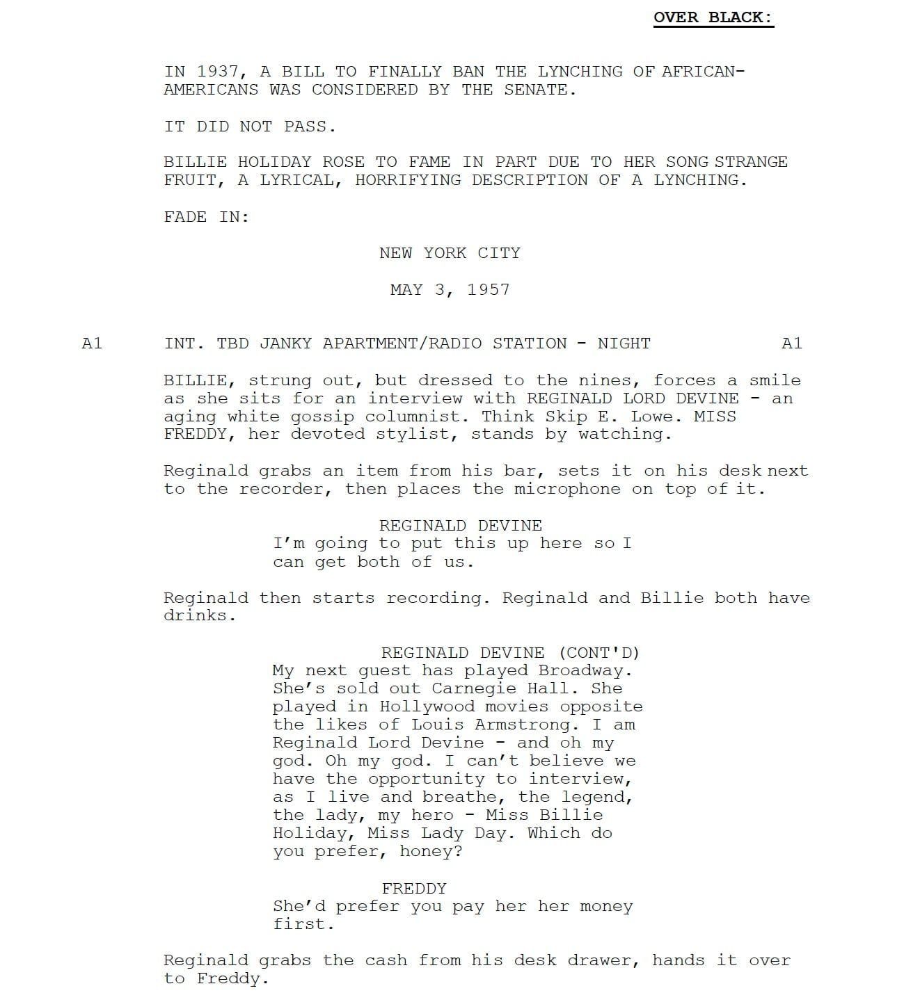 Page One: “The United States vs. Billie Holiday” (2021)