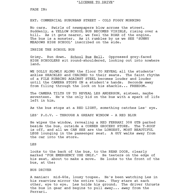 Page One: “License to Drive” (1988)