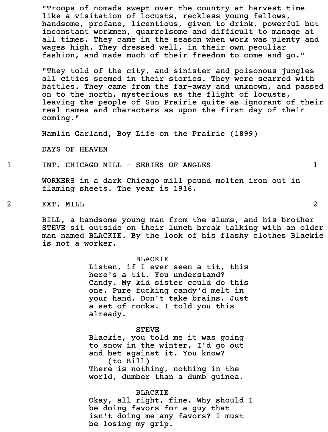Page One: “Days of Heaven” (1978)