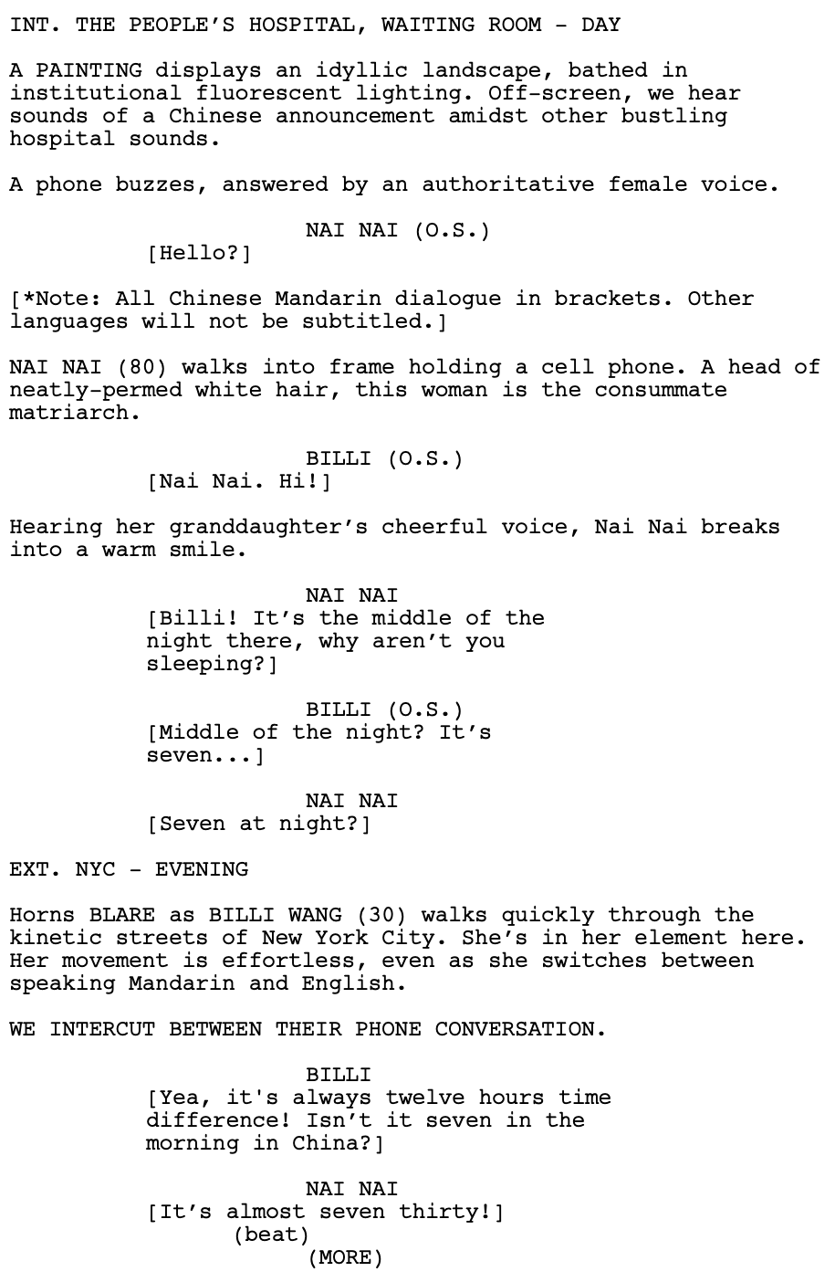 Page One: “The Farewell” (2019)