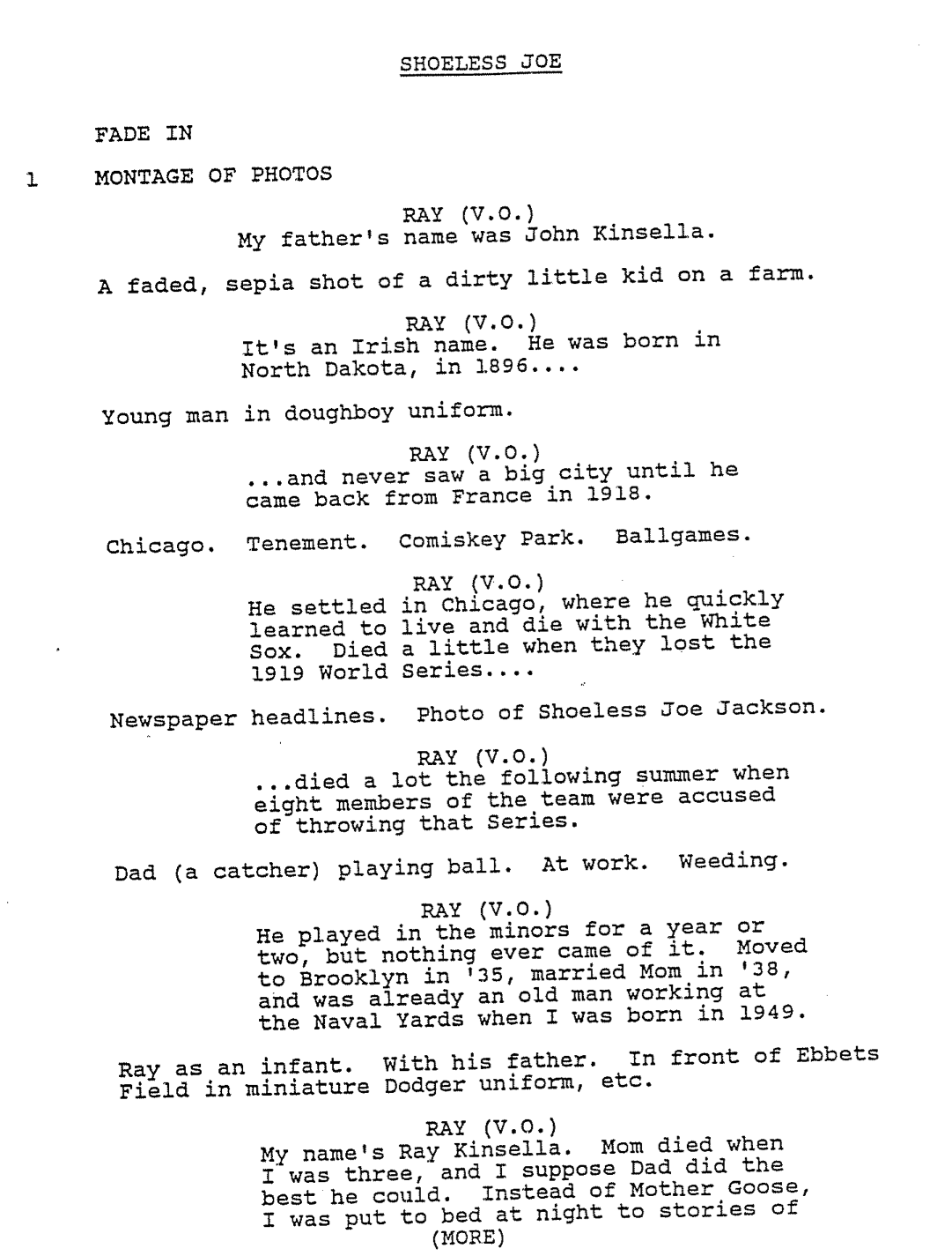 Page One: ‘Field of Dreams’ (1989)
