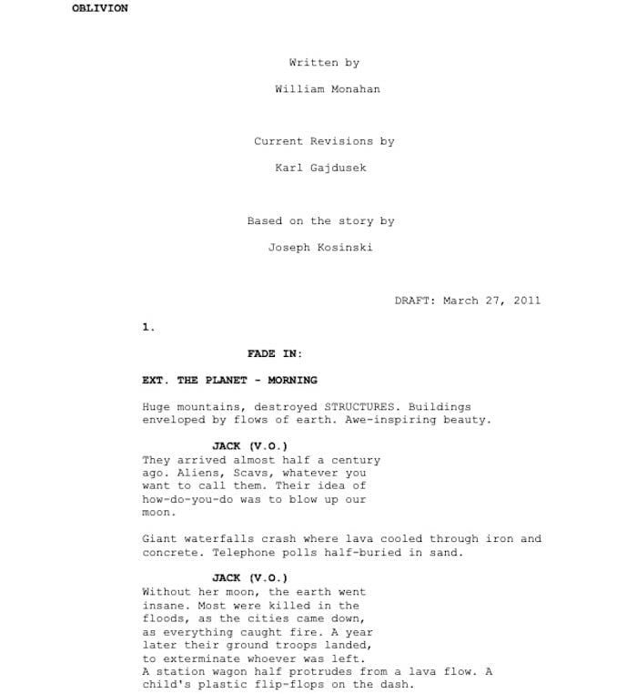 Page One: “Oblivion” (2013)