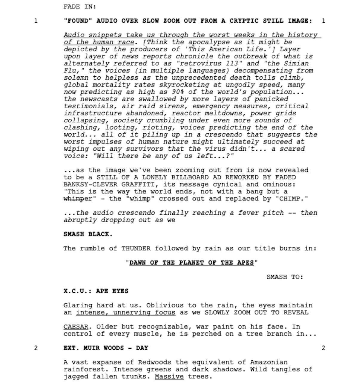 Page One: “Dawn of the Planet of the Apes” (2014)