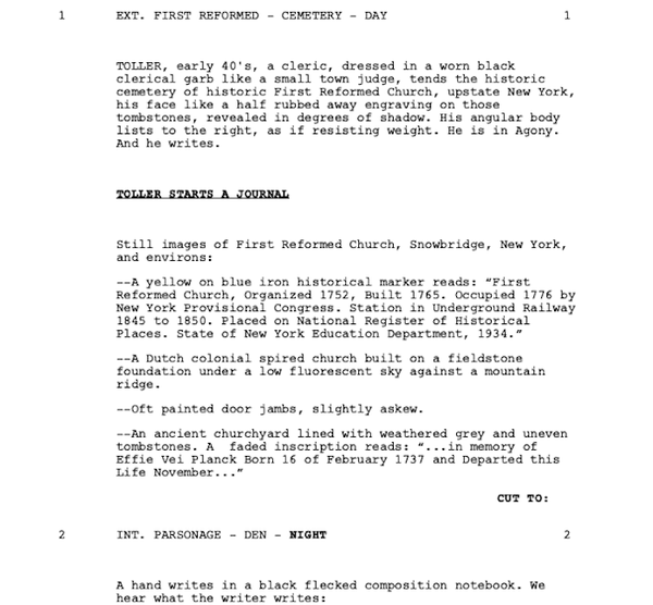 Page One: “First Reformed” (2017)