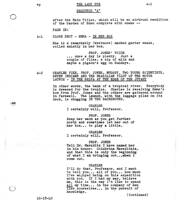 Page One: “The Lady Eve” (1941)