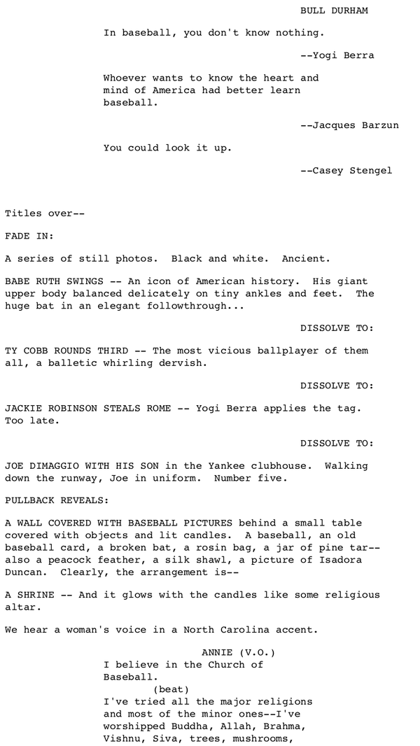 Page One: ‘Bull Durham’ (1988)