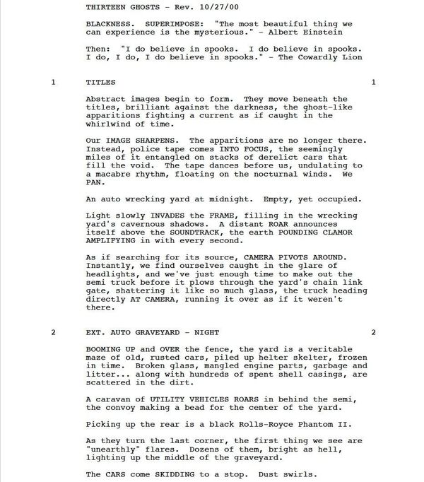 Page One: “Thir13en Ghosts” (2001)