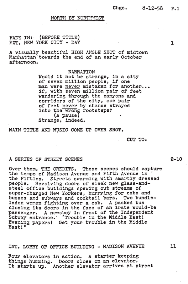 Page One: ‘North by Northwest’ (1959)