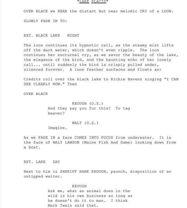 Page One: “Lake Placid” (1999)