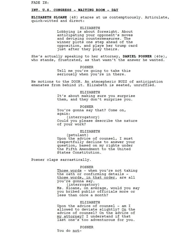 Page One: “Miss Sloane” (2016)