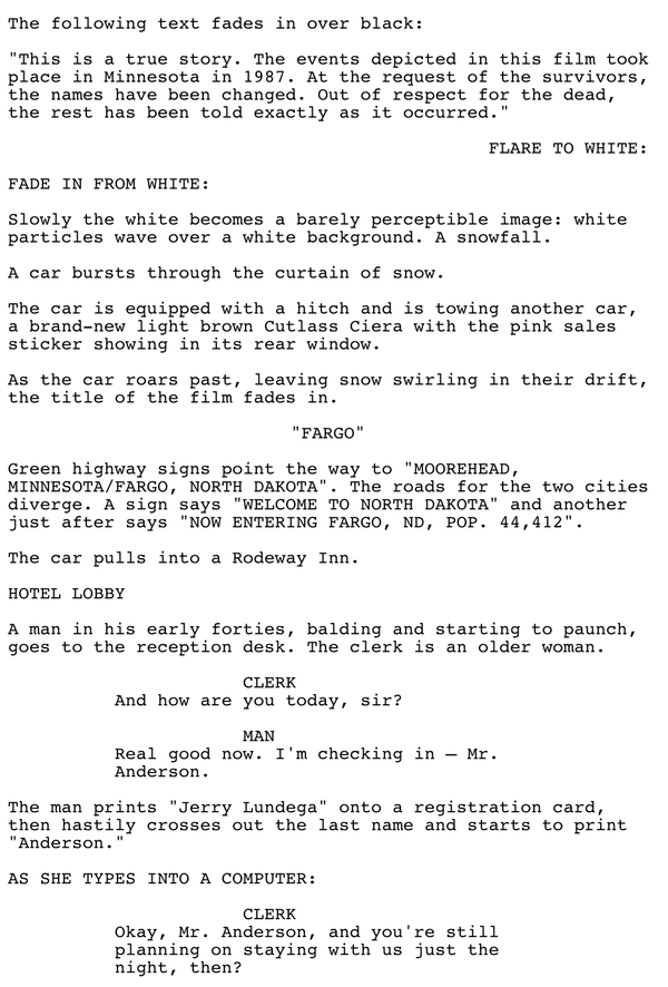 Page One, ‘Fargo’ (1996)
