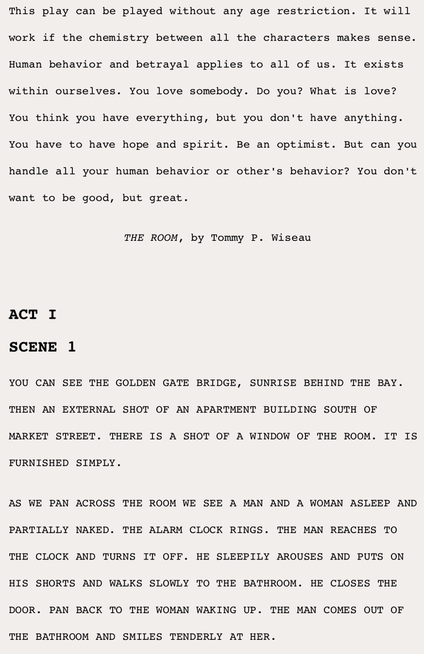 Page One: ‘The Room’ (2003)