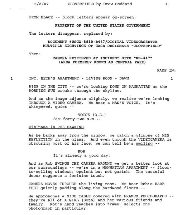 Page One: ‘Cloverfield’ (2008)