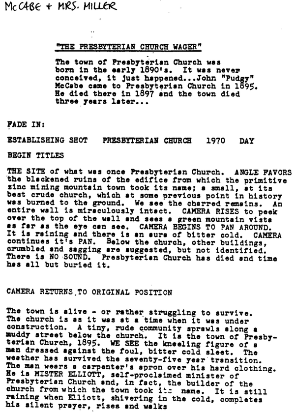 Page One: “McCabe & Mrs. Miller” (1971)