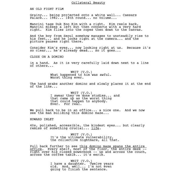 Page One: “Collateral Beauty” (2016)