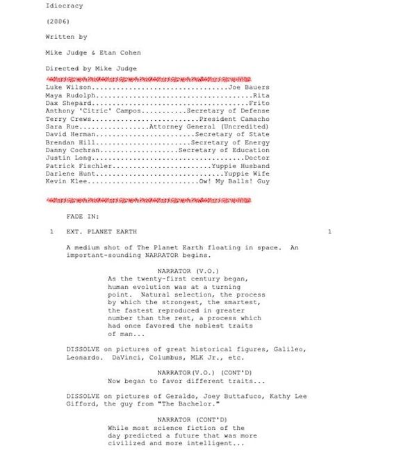 Page One: “Idiocracy” (2006)