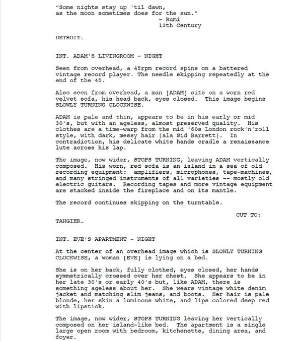 Page One: “Only Lovers Left Alive” (2013)