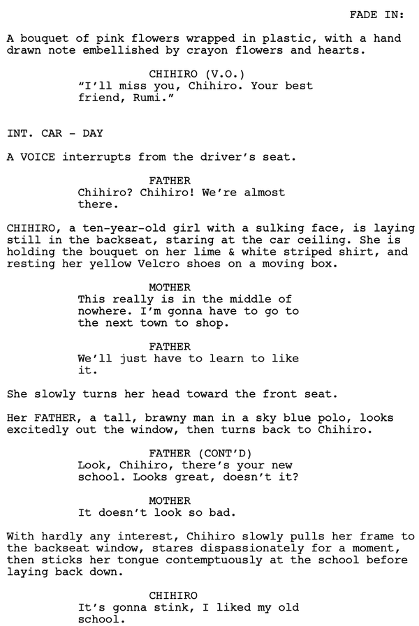 Page One: “Spirited Away” (2001)