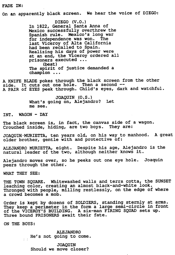 Page One: “The Mask of Zorro” (1998)