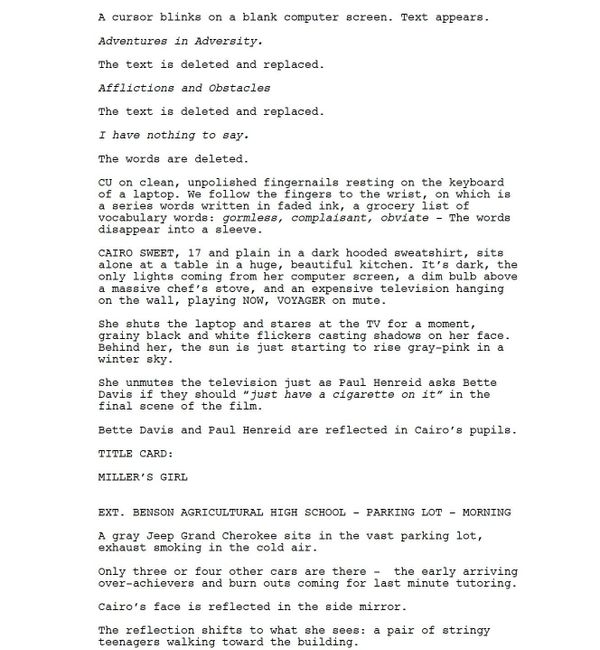 Page One: “Miller’s Girl” (2024)