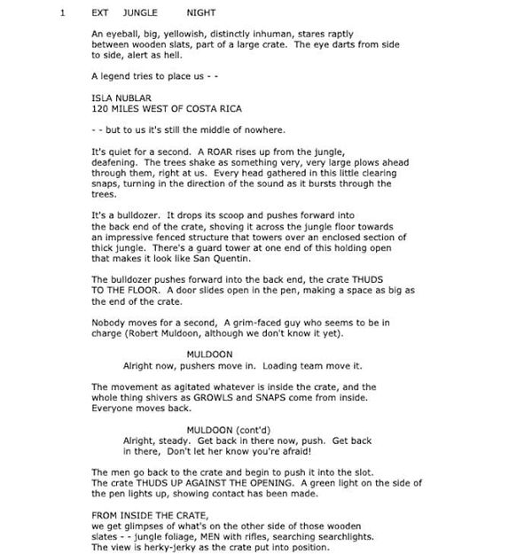 Page One: “Jurassic Park” (1994)