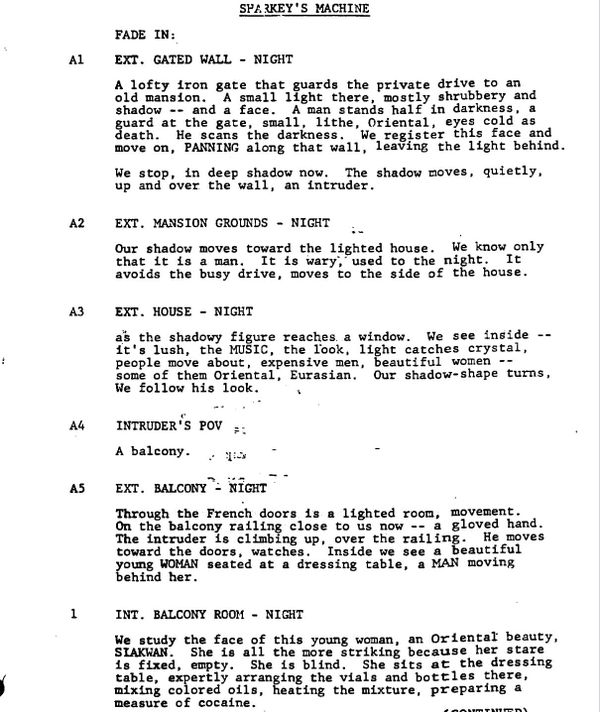 Page One: “Sharky’s Machine” (1981)