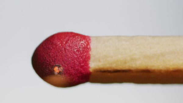 box match about to burst in flame.