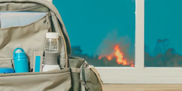 Evacuation go-bag packed with 5 P's essentials.