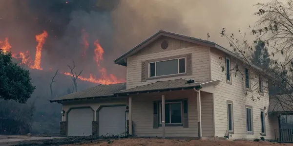 Wildfire threatens home.